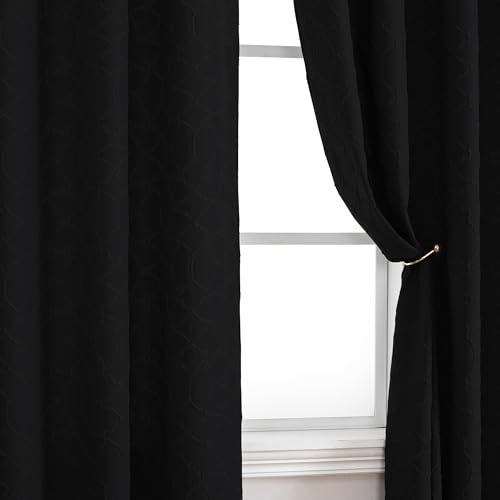 Simplebrand Grace Blush Light Filtering Curtains for Bedroom 54 Inch Length 2 Panels, 3D Embossed Textured Thick Fabric Curtains, Soft Touching Casual Rod Pocket Drapes Privacy Curtains, 38" Wide