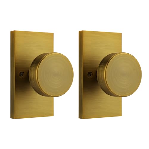 ToPToToo Dummy Door Knobs Interior, Antique Brass Door Knobs for Closet, Single-Side Dummy Door Handle, Inactive Door Knobs 2 Pack