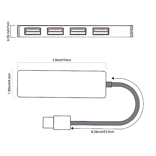 AISKUY USB Hub, 4 in 1 Multiport USB Splitter Extender with 1 USB3.0 Port and 3 USB2.0 Ports for Desktop, Computer, PC, Laptop, iMac, Surface Pro, Dell, HP, Flash Drive