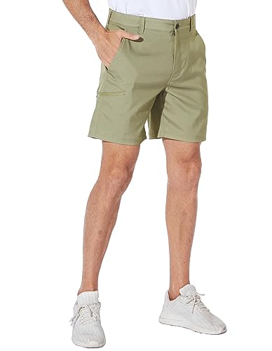 PULI Stretch Golf Shorts Mens Hybrid Dress Shorts 7'' Hiking Travel Lightweight Quick Dry Casual with Pockets Washed Red 32