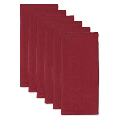 DII Basic Solid Dishtowel Collection Cotton Flat Woven, Small Set, 18x28, Tango Red, 6 Piece