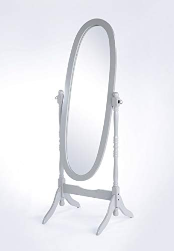 GTU Furniture Swivel Adjustable Full-Length Oval Wood Cheval Floor Mirror, in White/Black/Cherry/Oak/Silver/Gold/Espresso/Grey Finish (Grey)