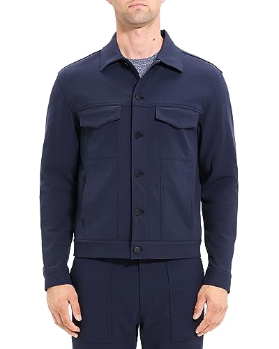 Theory Men's River Jacket in Neoteric Twill, Dark Navy, XS
