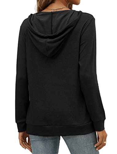 Womens Fall Hoodies Long Sleeve V Neck Pullover Tops Soft Brown S