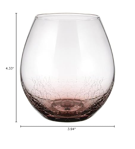 NutriChefKitchen Stemless Sleek Design, Hand Blown & Personally Crafted Set of 2, Lead-Free, Dishwasher Safe, 2 Count (Pack of 1), Ideal Gift For Any Occasion: 3.94"W x 4.33"H