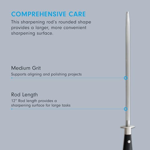 Messermeister 12” Ceramic Sharpening Rod - Knife Sharpener - Fine 1200 Grit - Ceramic Core, Large Sharpening Surface & Soft-Grip Handle