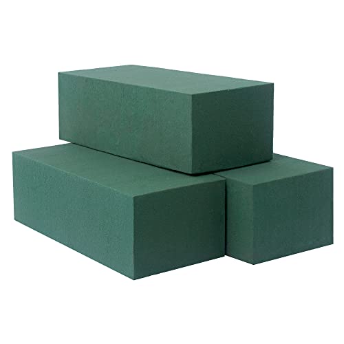 FLOFARE Large Pack of 3 Dry and Wet Floral Foam Blocks for Fresh and Artificial Flowers, Each (7.8” L x 3.5” W x 2.4” H), for Wedding, Birthdays, Home, Office, and Garden Decorations