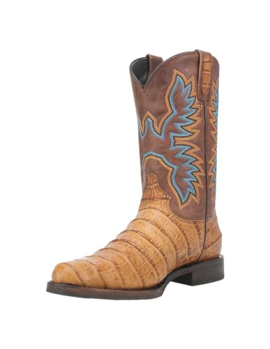 Dingo Mens Trail Boss Embroidered Gator Print Round Toe Casual Boots Mid Calf - Black - Size 10.5 M