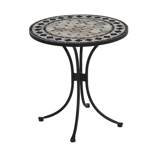 Homestyles Laguna Black Outdoor Bistro Table with Marble Tile Top
