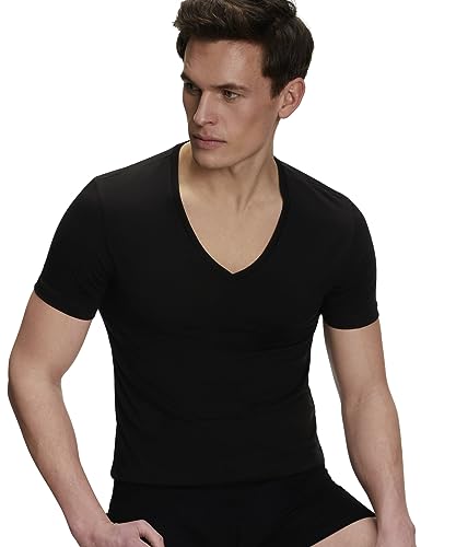 FALKE Men Daily Comfort Deep V-Neck M 2 Pieces, Black (Black 3000), S