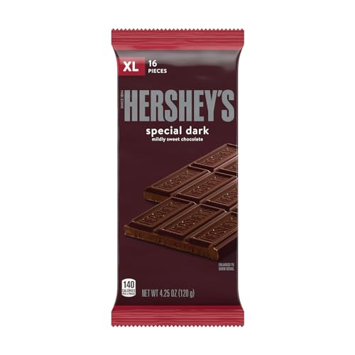 HERSHEY'S SPECIAL DARK Mildly Sweet Chocolate XL, Candy Bars, 4.25 oz (12 Count, 16 Pieces)