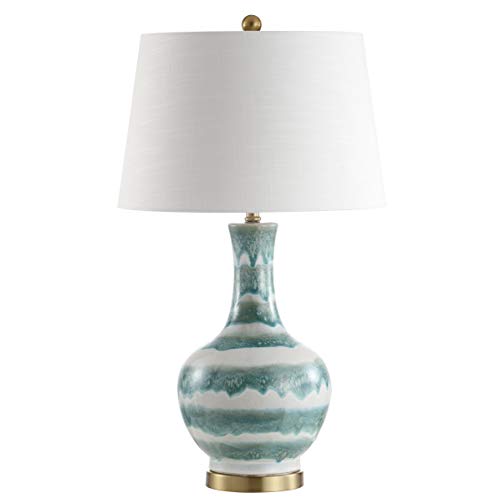 JONATHAN Y JYL3054A Tucker 30.5" Striped Ceramic/Metal LED Table Lamp Contemporary Transitional Bedside Desk Nightstand Lamp for Bedroom Living Room Office College Bookcase LED Bulb Included, Green