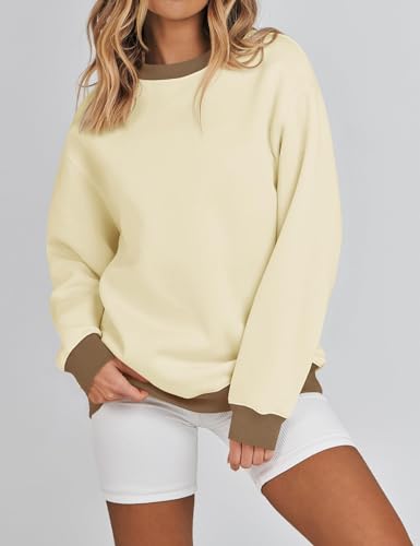 ZESICA 2024 Sweatshirt for Women Casual Long Sleeve Crewneck Oversized Pullover Jumper Tunic Tops,Purple,Small