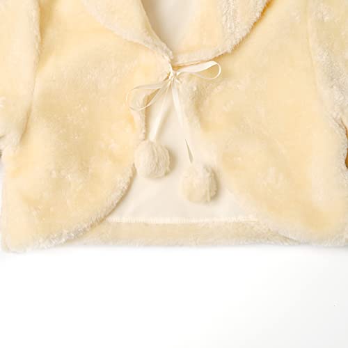 Champagne Shrugs for Girls Faux Fur Bolero Shawl Wraps Cardigan for Wedding Party, 3t 4t