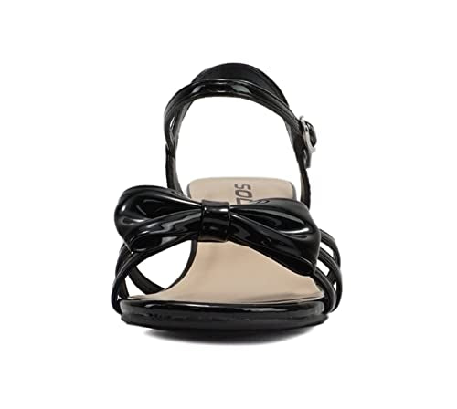 Soda Girly-2 Children's Girl's Open Toe Slingback Block High Heel Sandals (Black Patent, us_footwear_size_system, little_kid, women, numeric, medium, numeric_1)