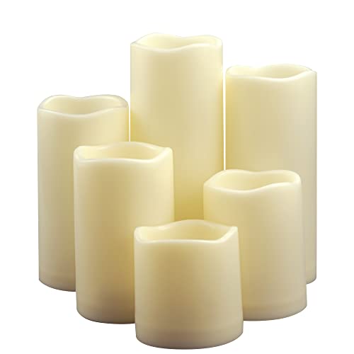 CANDLE CHOICE Waterproof Outdoor Battery Operated Flameless Pillar Candles with Timer White Plastic Realistic Flickering Electric LED Lights for Lantern Garden Wedding Christmas Decorations 9 Pack