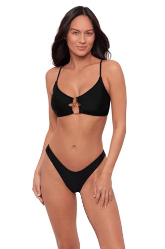 Sports Illustrated Women's Standard Double Ring Bralette Bikini Top, Black
