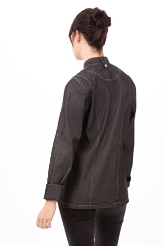 Chef Works Women's Gramercy Denim Chef Coat, Black, X-Small