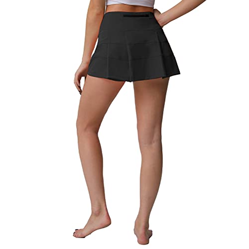Husnainna High Waisted Pleated Tennis Skirt with Pockets Athletic Golf Skorts for Women Casual Workout Built-in Shorts 018BZQ-Moroccan Blue/a2