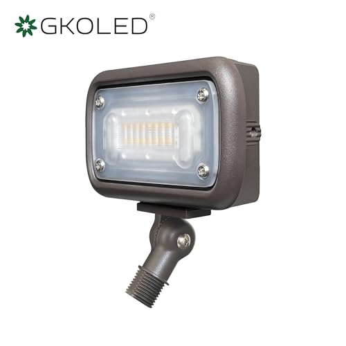 GKOLED 7W Outdoor LED Low Voltage Landscape Lighting Flood Light, 2700K, 550Lumen, 9-15V AC/DC, 1/2" Adjustable Knuckle Mount