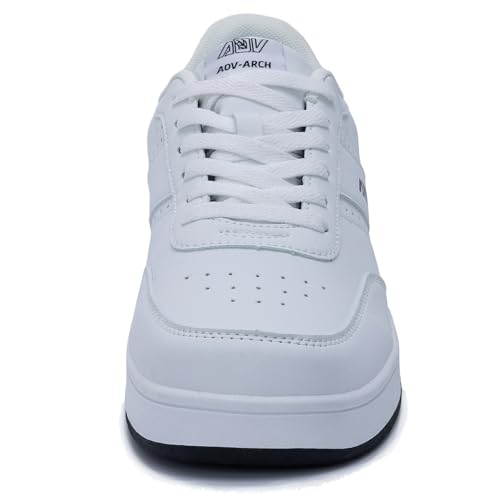 IIV Men's Fashion Sneakers, Leather Upper Walking Shoes Low Top Tennis Sneaker with Arch Support White US 10