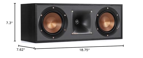 Klipsch R-52C Powerful Detailed Center Channel Home Speaker - Black