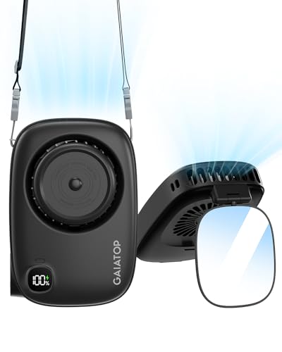 Gaiatop Neck Fan Rechargeable Mini Portable Fan Cute Camera Design, Small Desk Fan with 360°Rotate Mirror, 3 Speed USB Handheld Fan with LED Display, Cooling Personal Lash Fan Travel Essentials Blue