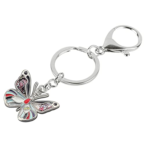 BONSNY Enamel Metal Adrable Butterfly Keychains For Women Car Rings Purse Novelty Charms GIfts (Black)