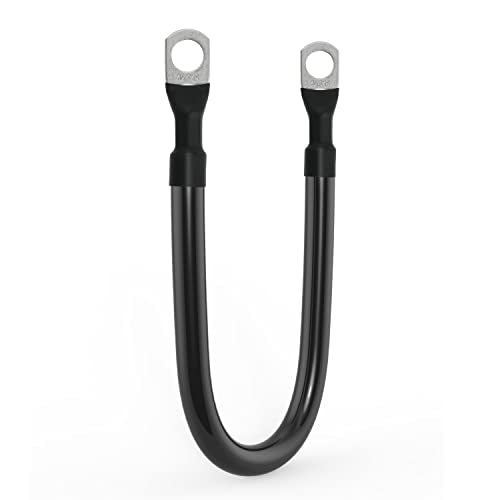 4 AWG Battery Cable 4AWG Gauge Pure Copper Battery Inverter Cables with 3/8 in Lugs Both Ends Power Inverter Wire Set for Automotive Solar Marine Boat RV Car Motorcycle Red and Black (1ft)