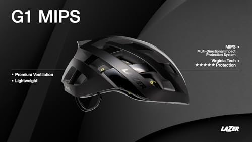 LAZER G1 MIPS Road Bike Helmet, Lightweight Bicycling Helmets for Adults, High Performance Cycling Protection with Ventilation, Black, Large