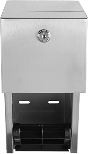 Dual Rolls Commercial Toilet Paper Dispenser - 304 Commercial Grade 2 Roll Stainless Steel Toilet Paper Holder, Heavy Duty Lockable Wall Mount Multi Roll Toilet Tissue Dispenser for Bathroom/Restroom