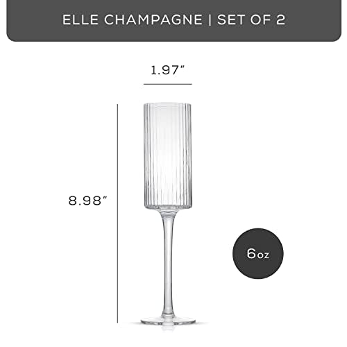 JoyJolt – ELLE 6oz Champagne Glasses. Vintage Style Unique Drinking Mimosa Glasses, Cocktail Glasses or Wedding Champagne Flutes.
