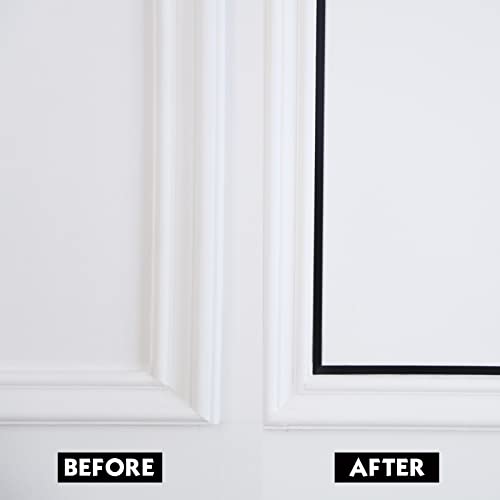 Black Trim Molding, Peel and Stick Mirror Border Design, Flexible Wall Ceiling Floor Cabinet Tile Edge Moulding, 5m x 0.66cm