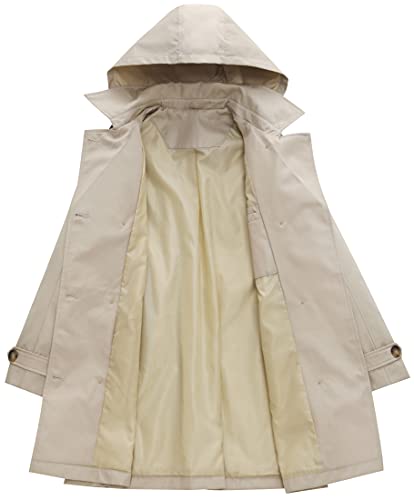 Chrisuno Trench Coat Women Women's Trenchcoat Double Breasted Water Resistant Classic Peacoat with Belt Black Padding Lined S