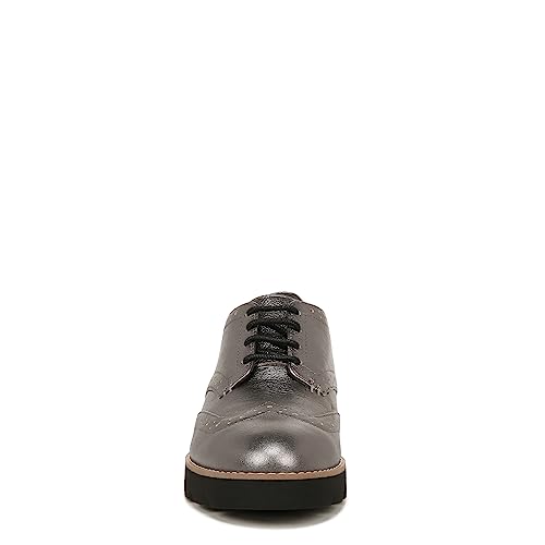 Vionic Womens Charm Alfina Comfort Lace Up Loafers- Supportive Walking Shoes for Heel Pain, Plantar Fasciitis with Orthotic Insole Arch Support Pewter Metallic Leather 6 Medium