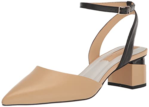 Franco Sarto Womens Naya Pointed Toe Pump Beige and Black Leather 11 M