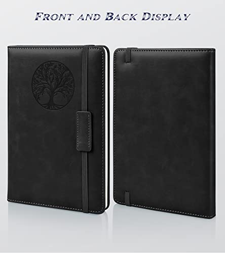 Lined Journal Notebook for Women Men,256 Pages A4 Large Hardcover Leather Journals for Writing,Travel,Business,Work,School,College Ruled Notebooks for Note Taking,Diary Notepad 8.6"×11" (Black)