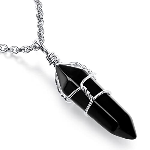 XIANNVXI Mothers Day Gifts Malachite Hexagonal Stones Necklaces Reiki Spiritual Natural Gemstone Quartz Point Wire Wrapped Jewelry for Women Men