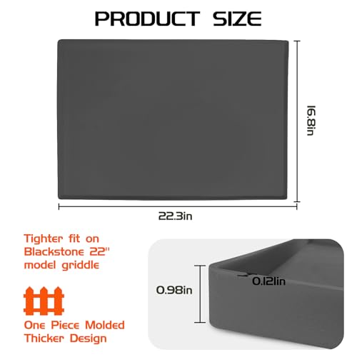 Upgraded Silicone Griddle Mat Cover for Blackstone 22 Inch, Polished Bottom Surface, Heavy Duty Food Grade Silicone Protective Grill Cover, All Season Blackstone Griddle Accessories (Gray)