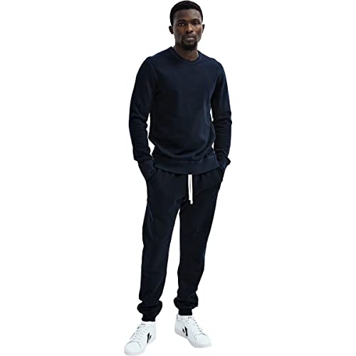 Reigning Champ Men's Midweight Terry Slim Crewneck Sweatshirt, Navy, Blue, XS