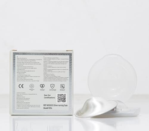 Moogco The Original Silver Nursing Cups - Nipple Shields for Nursing Newborn - Breastfeeding Essentials - Newborn Essentials Must Haves - Nipple Covers Breastfeeding - 925 Silver
