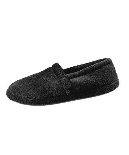 Silvert's Adaptive Clothing & Footwear Men’s Memory Foam Comfort House Slippers for Seniors - Black MED