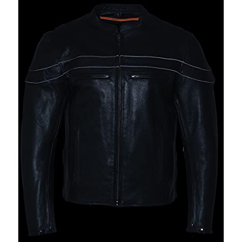 Milwaukee Leather SH1408 Men's Sporty Crossover Vented Black Motorcycle Leather Scooter Jacket - Small