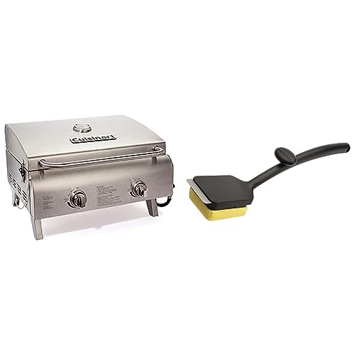 Cuisinart CGG-306 Chef's Style Portable Propane Tabletop 20,000 BTU Professional Gas Grill + Cuisinart CCB-1000 Grill Renew Steam Cleaner Brush