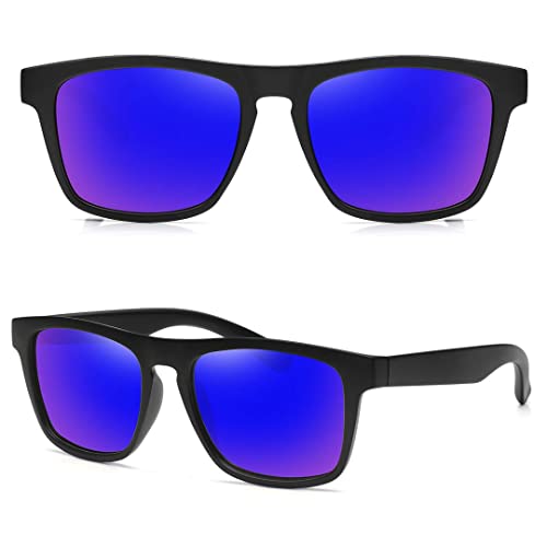 MEETSUN Polarized Sunglasses For Men Women UV Protection Square Frame Sport Fishing Driving Sunglasses (Red-Grey/Red Mirrored)