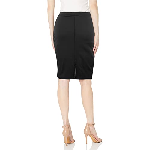 Topdress Women's Bodycon Pencil Skirts Basic Elastic High Waisted Stretch Short Skirt Knee Lenght with Slit Midi Red Black Dot Small