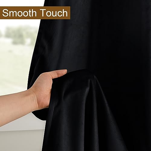 DWCN Taupe Velvet Curtains 84 Inches with Tiebacks - Luxury Thermal Insulated Room Darkening Tieable Window Curtains Grommet Neutral Style Window Dressing for Bedroom/Living Room, W52 x L84, 2 Panels