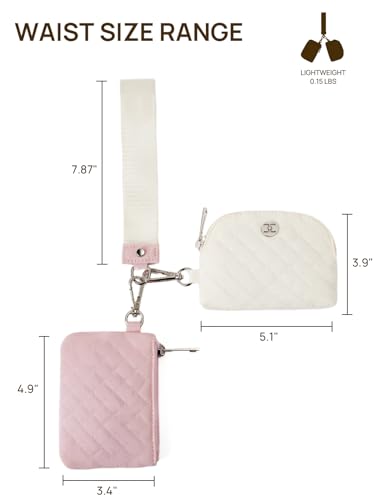 Telena Mini Zip Around Wristlet Wallets for Women Coin Purse Wristlet Keychain Dual Pouch Wallet Beige Pink