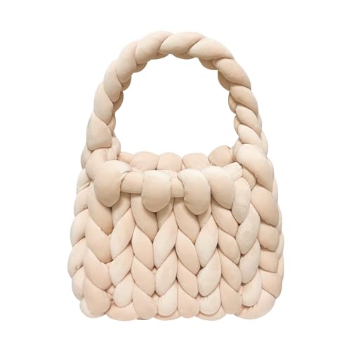 WKLOUYHE Woven Bags for Women Woven Handbag Handmade Totes Shoulder Bag Trendy Purse Gift for Women Beige
