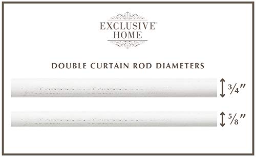 Exclusive Home Curtains ER1025-06 3672 Topper Double Curtain Rod and Finial Set, 36"-72", Distressed White